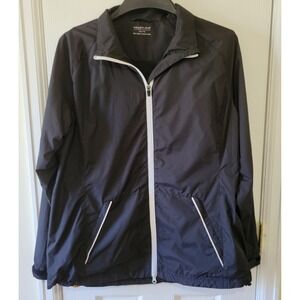 Maggie Lane Windbreaker Size‎ XXL Black White Long Full Zip Sleeve Pockets